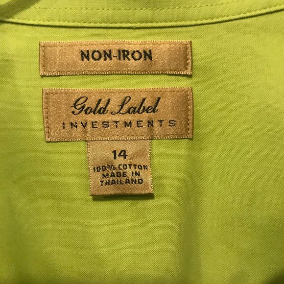 Gold Label Investments Green Button Down Blouse 14 - Picture 3 of 3